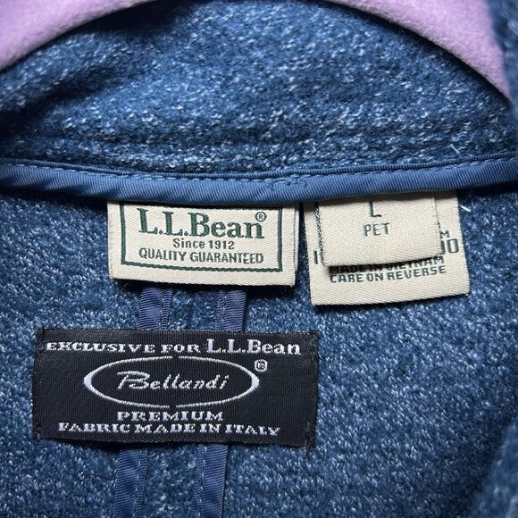 L.L. Bean Bellandi  Blue Button Up Asymmetric Wool Blend Jacket Coat Women LP - Picture 2 of 9